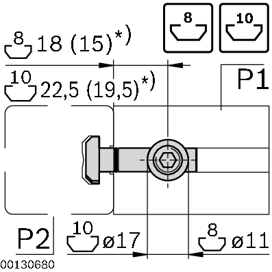 Joint de serrage rapide, N8, 90°, acier galvanisé