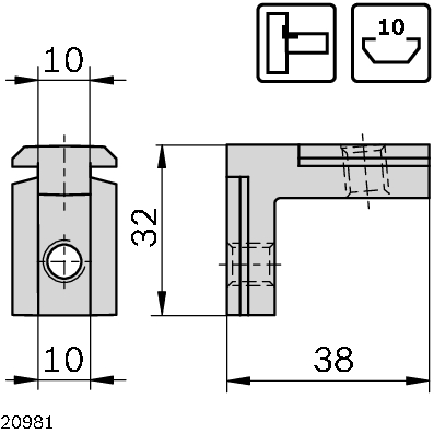 Inside bracket N10 R