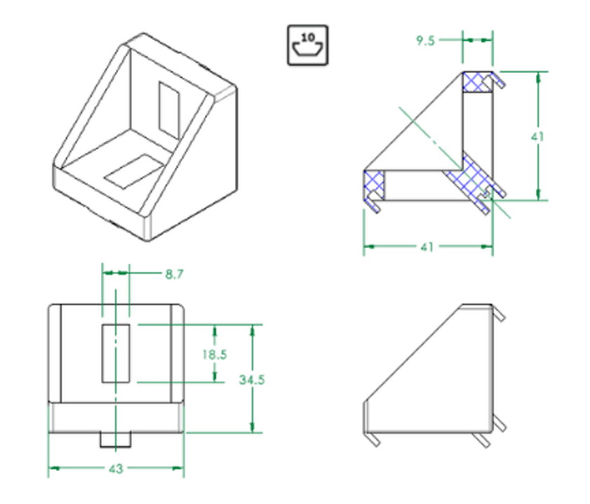 Gusset 45x45 Light Load