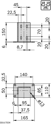 Base plate 45x90, steel (pied)