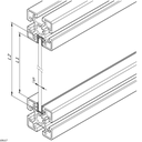 Slot profile, N8, L=2000mm, Grey